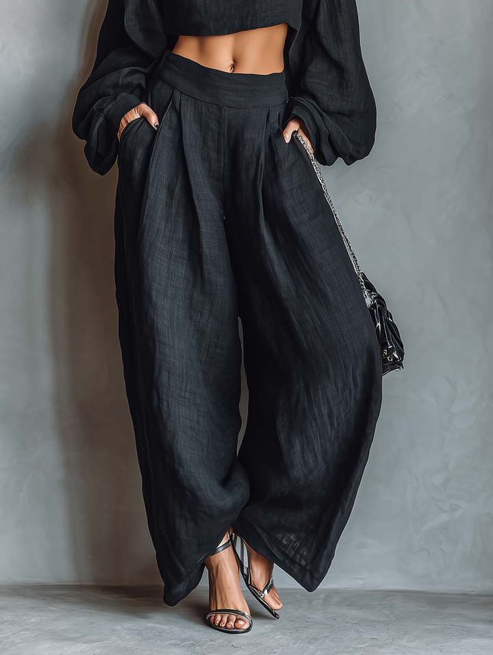 Tess | Off Shoulder Set with Wide-Leg Trousers