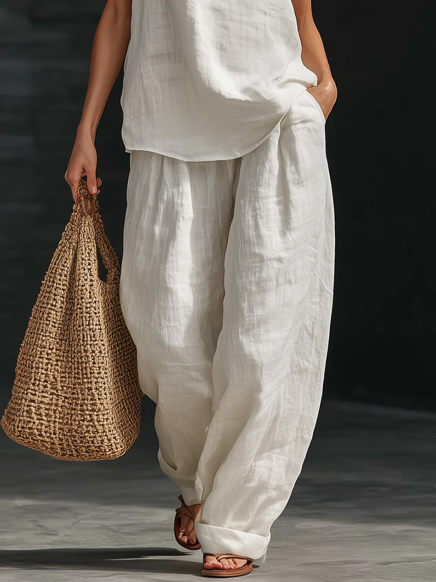 Zoe | Sleeveless Set with Wide Leg Trousers