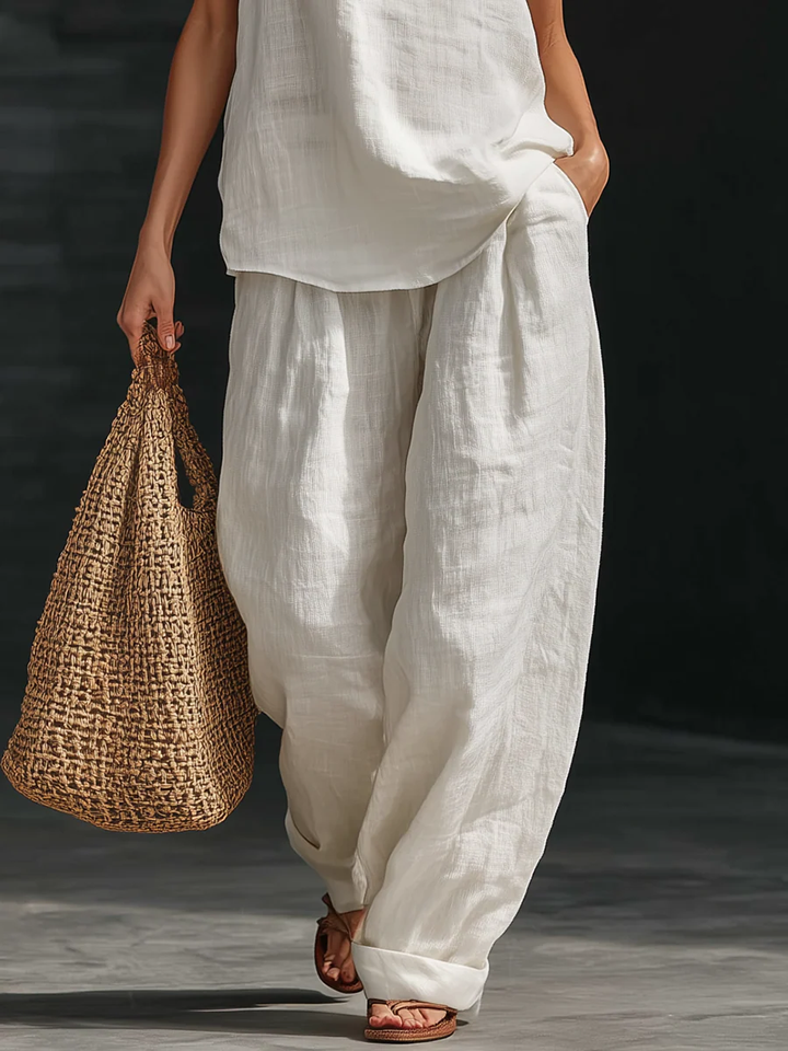 Zoe | Sleeveless Set with Wide Leg Trousers