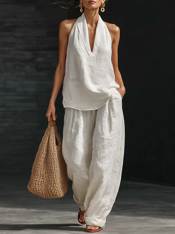 Zoe | Sleeveless Set with Wide Leg Trousers