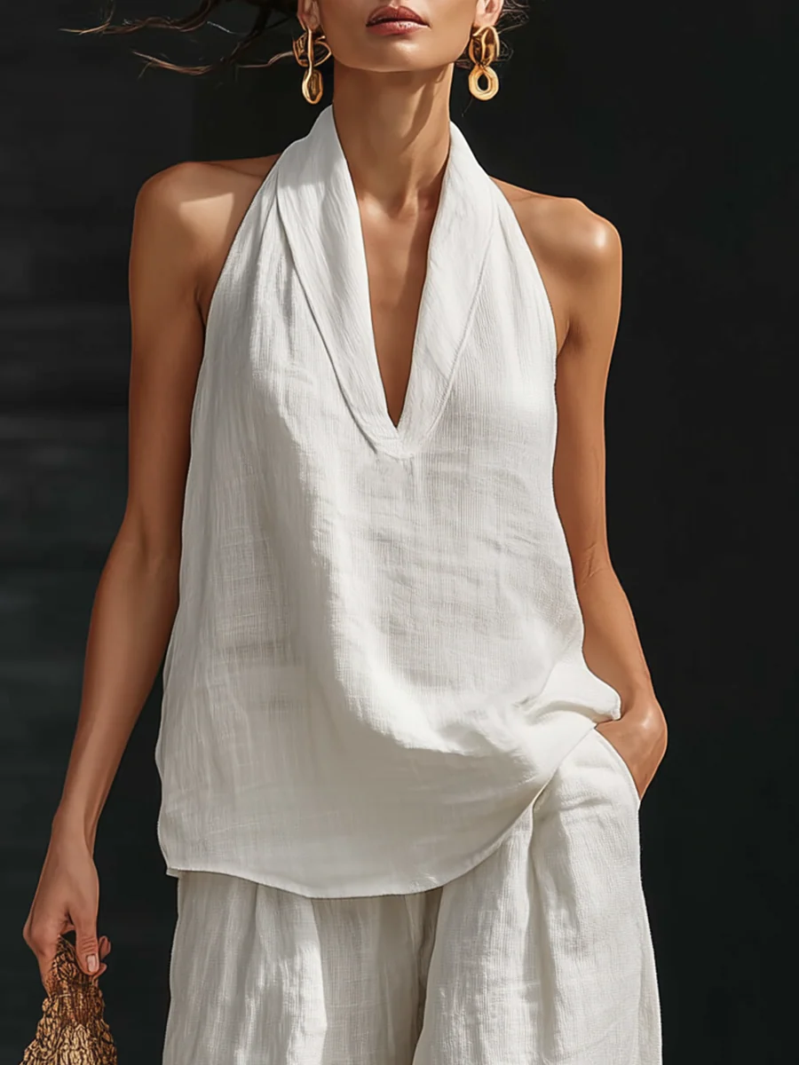 Zoë | Sleeveless Set with Wide Leg Pants
