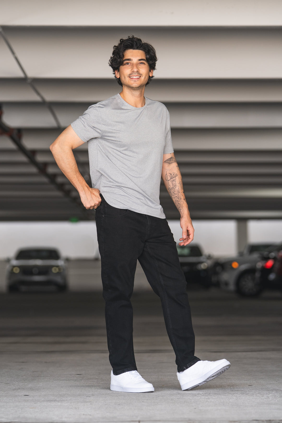 Straight Fit Stretch Jeans Black