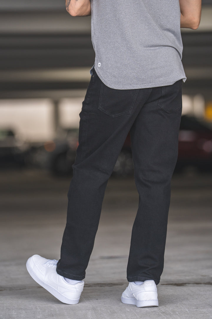 Straight Fit Stretch Jeans Black