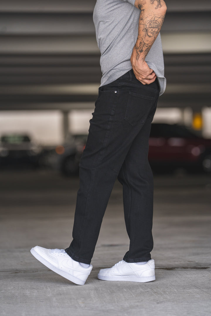 Straight Fit Stretch Jeans Black