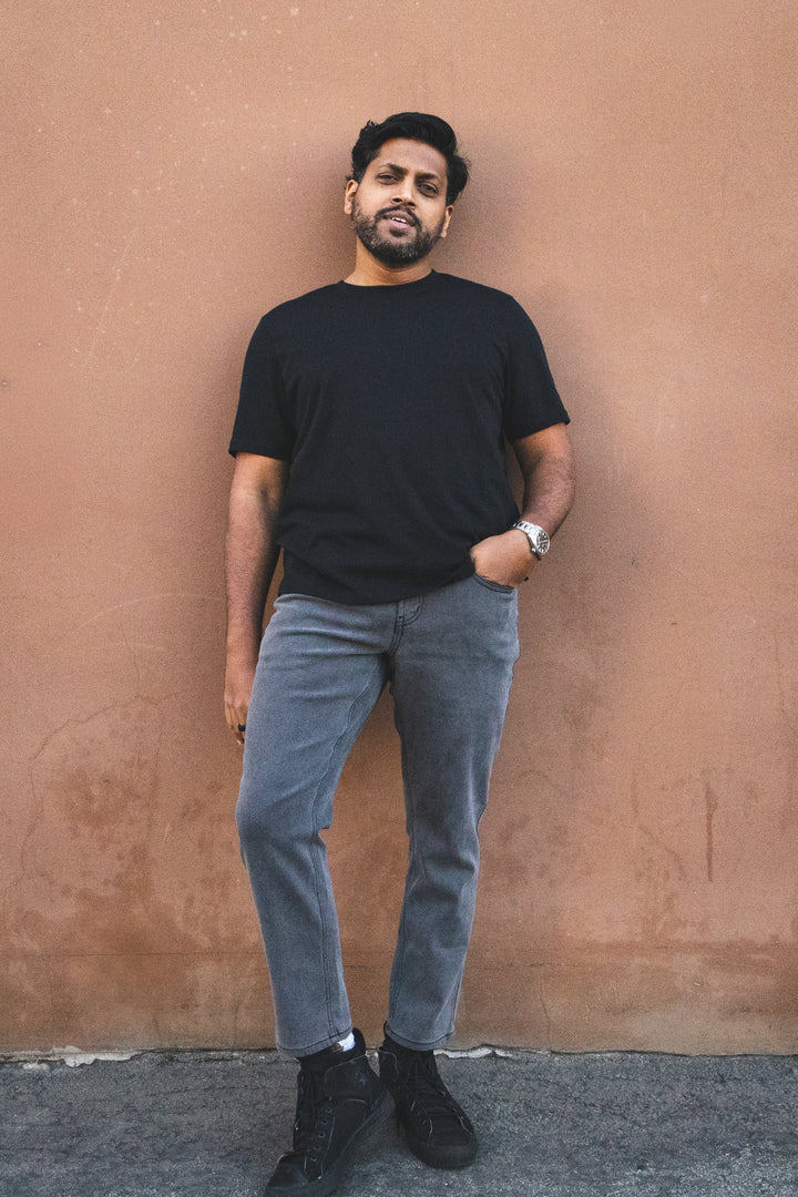 Straight Fit Stretch Jeans Gray