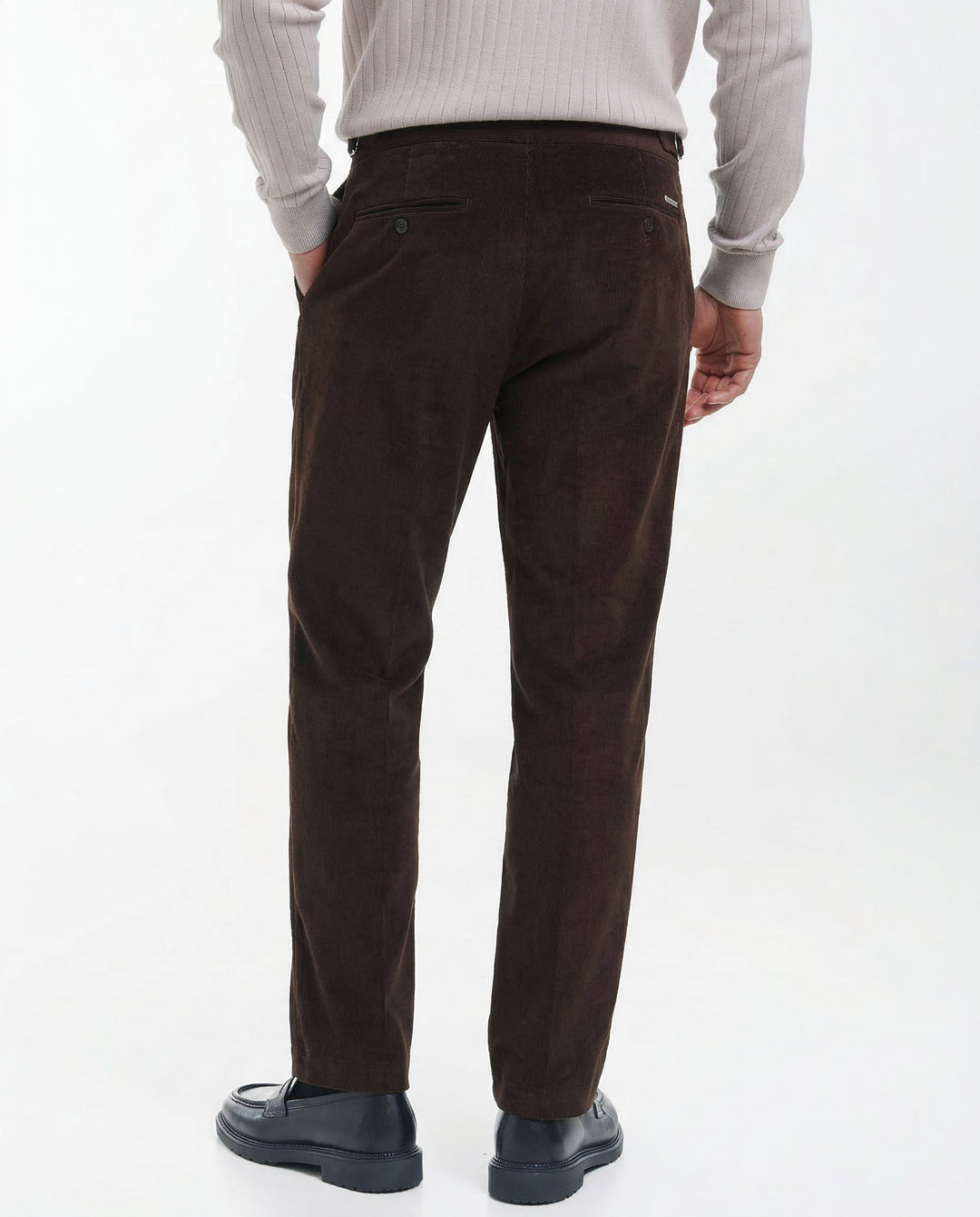 Cord Buckle Pants Regular Fit (Brown)