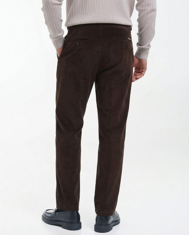Cord Buckle Pants Regular Fit (Brown)