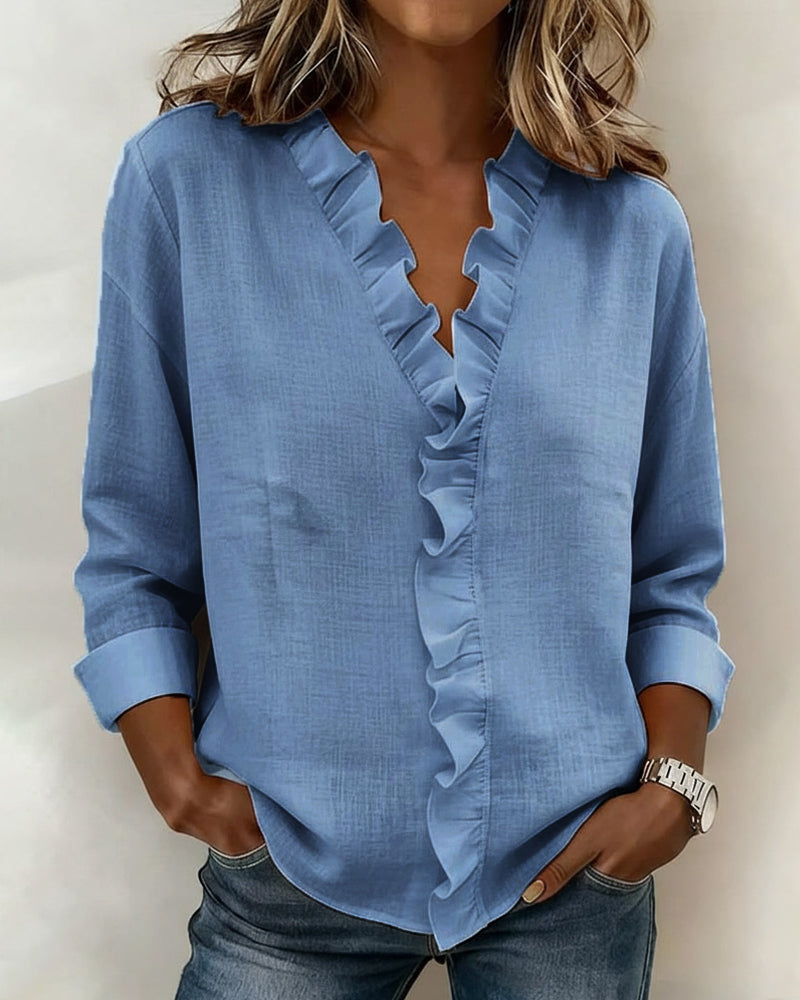 Amelia | V-Neck Blouse with Long Sleeves