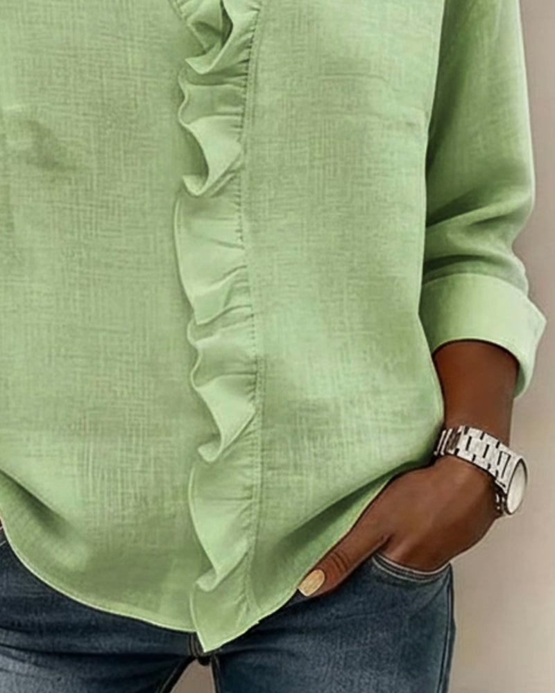 Amelia | V-Neck Blouse with Long Sleeves