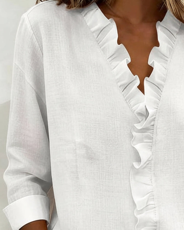 Amelia | V-Neck Blouse with Long Sleeves