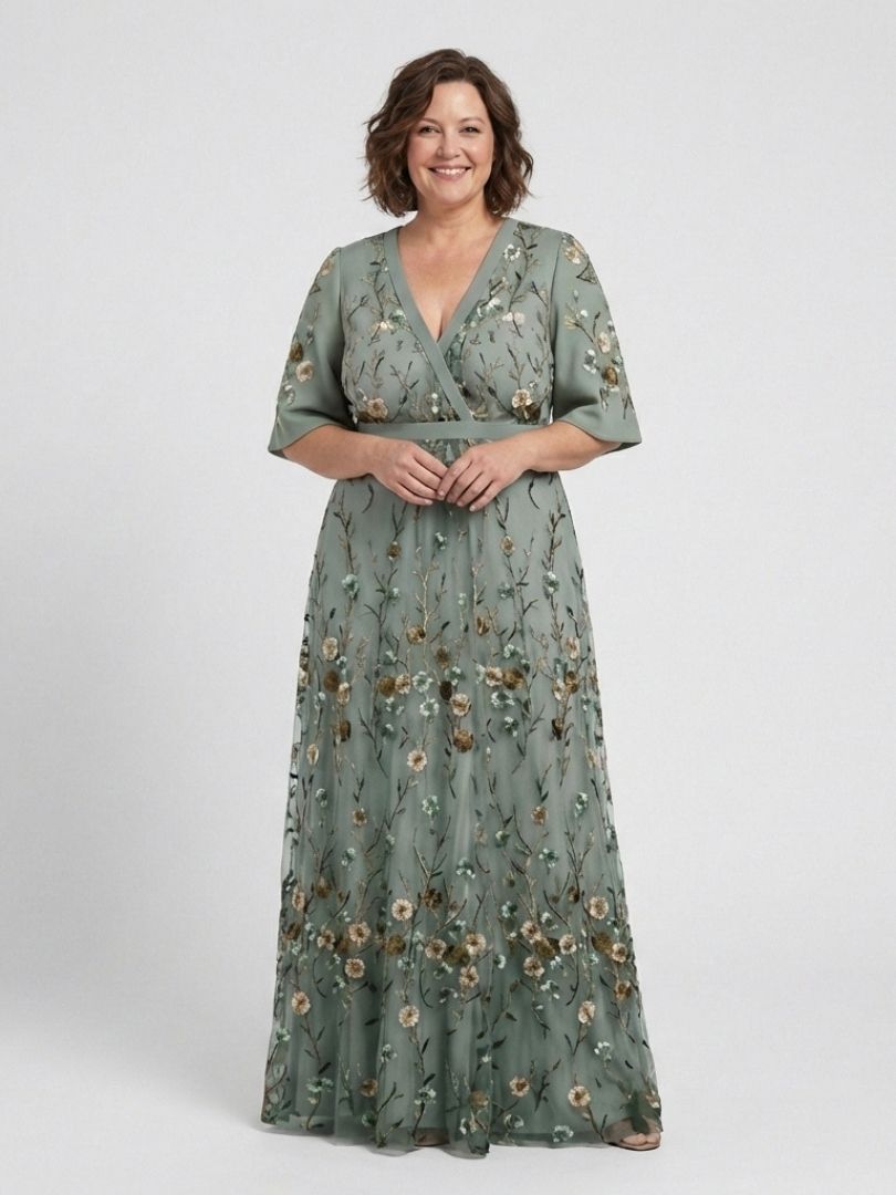 Luna | Floral V Neck Short Sleeve Maxi Dress
