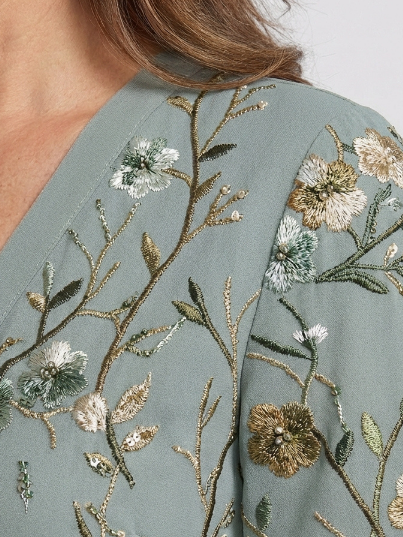 Luna | Floral V Neck Short Sleeve Maxi Dress