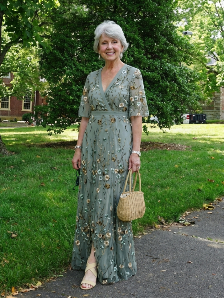 Luna | Floral V Neck Short Sleeve Maxi Dress