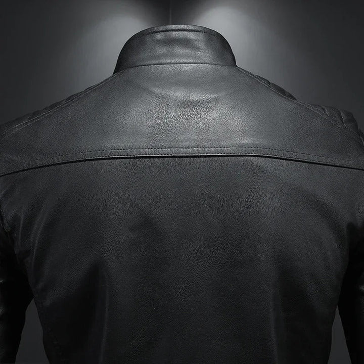 Soren - Stand Collar Leather Jacket