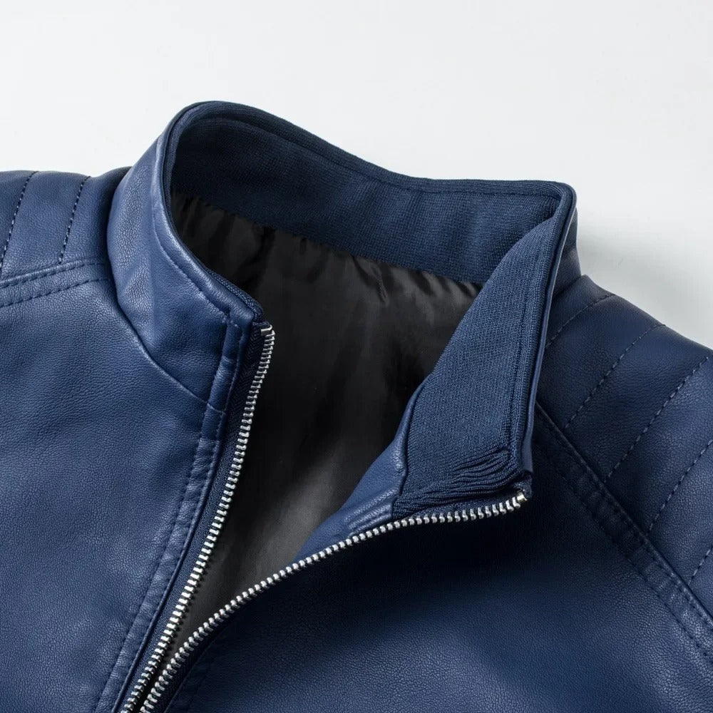 Soren - Stand Collar Leather Jacket