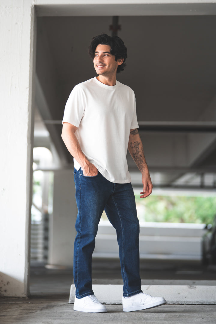Straight Fit Stretch Jeans Medium Wash